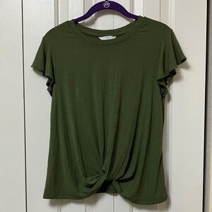Time and Tru Green Short Sleeve Twist Tee